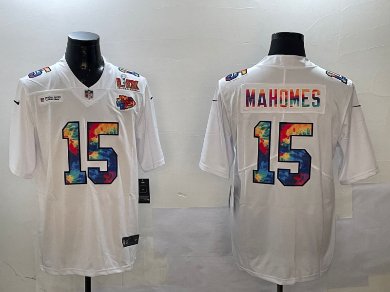 Men Kansas City Chiefs #15 Mahomes White Rainbow 2025 Nike Limited NFL Jersey ->youth nfl jersey->Youth Jersey